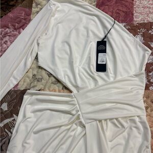 Fashion Nova One-Shoulder Ivory White Dress